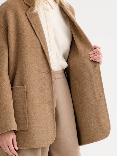 Sessun płaszcz z wełną kolor brązowy przejściowy oversize 25113004