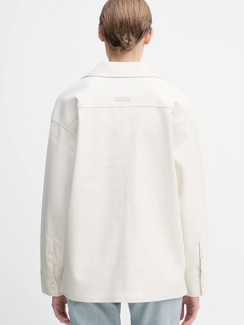 Calvin Klein Jeans koszula damska kolor beżowy relaxed z kołnierzykiem klasycznym LV044D165G