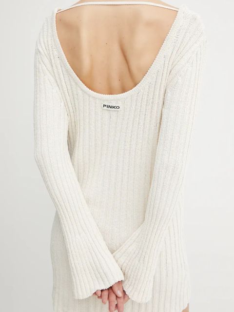 Pinko sukienka kolor beżowy mini dopasowana 105301 A2N7