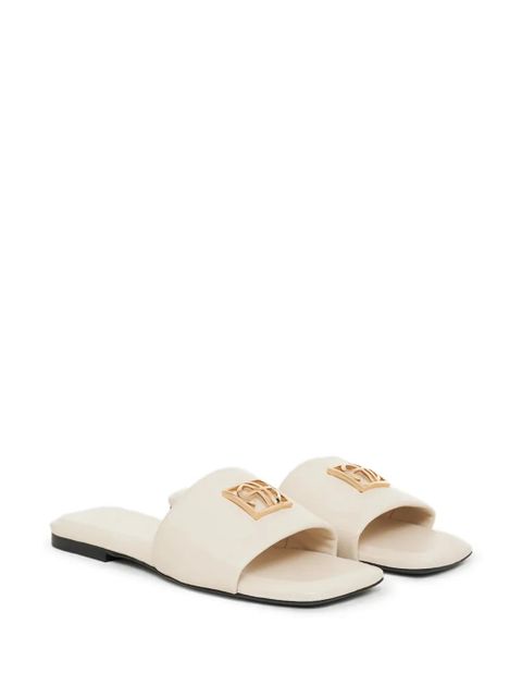 ANINE BING square-toe logo leather sandals - Neutrals - zdjęcie produktu nr 2
