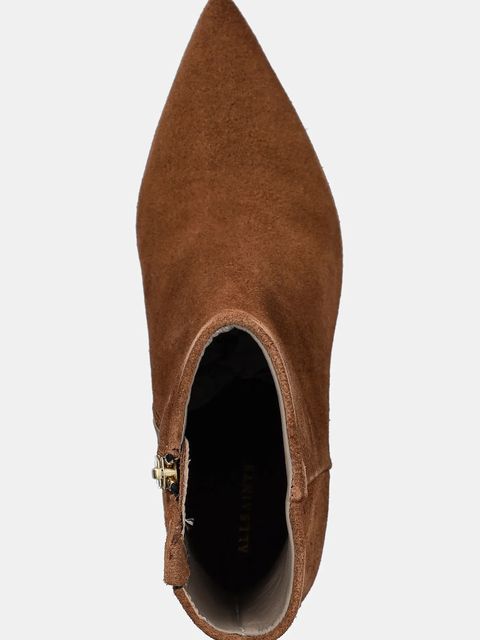 AllSaints botki zamszowe Vivian Suede Boot damskie kolor brązowy na szpilce W009FD