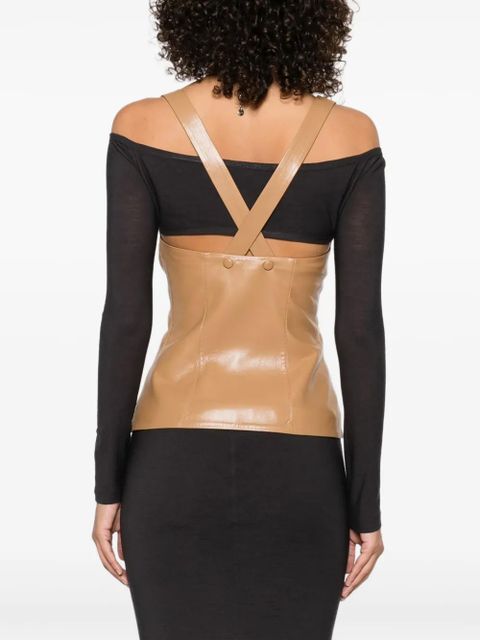 Nanushka Ferr halterneck leather top - Neutrals