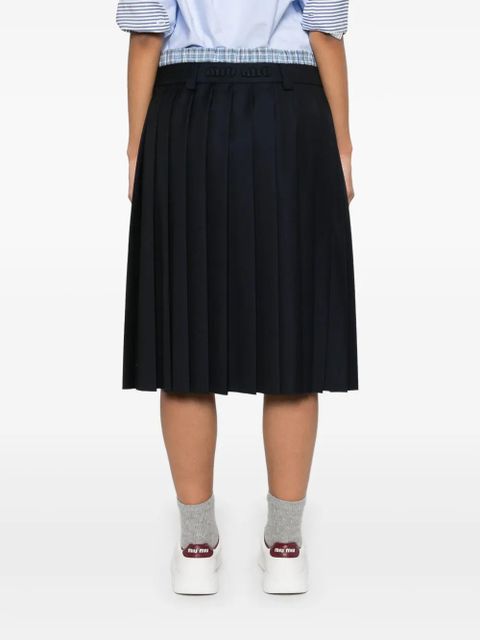 Miu Miu pleated batavia midi skirt - Blue