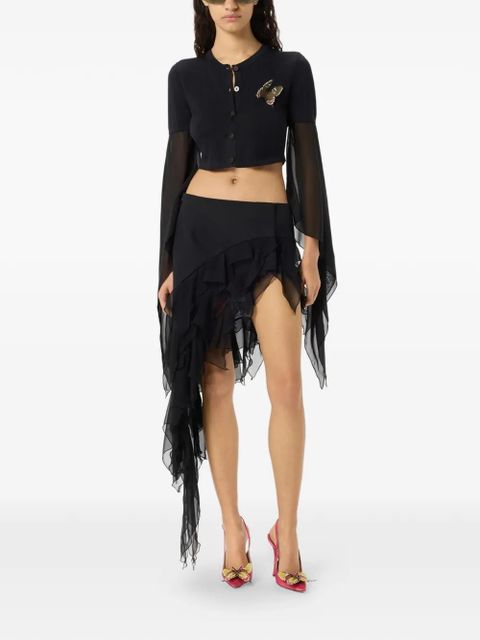 Blumarine butterfly-appliqué flared-sleeve cardigan - Black - zdjęcie produktu nr 2