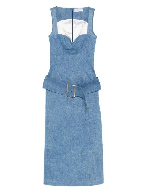 Rowen Rose belted denim midi dress - Blue - zdjęcie produktu nr 1