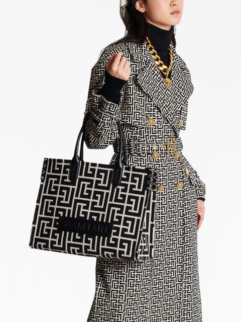 Balmain monogram-jacquard medium shopper bag - Black