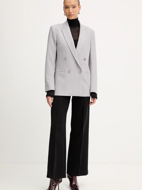 Patrizia Pepe marynarka kolor szary dwurzędowa gładka 2S1543 A498 - zdjęcie produktu nr 2