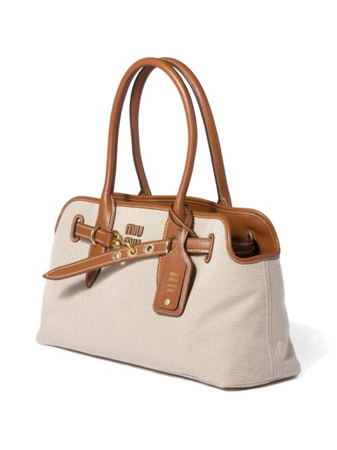 Miu Miu Aventure canvas and leather bag - Neutrals