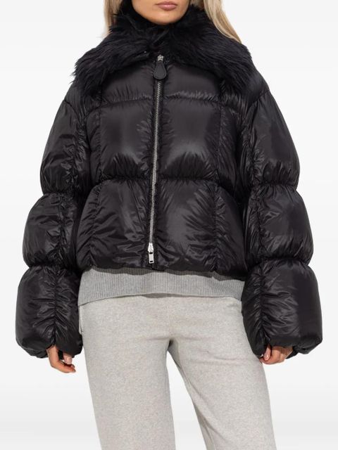 Jil Sander quilted faux-fur-collar jacket - Black