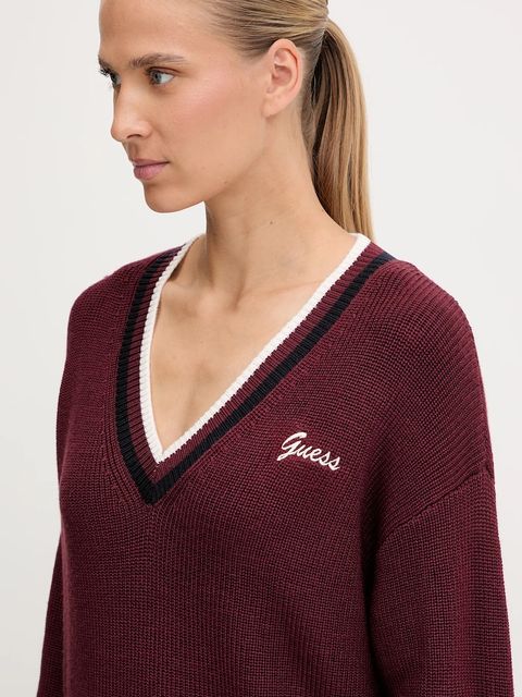 Guess sweter z dodatkiem wełny SABINA damski kolor bordowy lekki V5BR01 Z1152