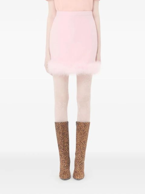 Valentino Garavani short crepe couture skirt with feathers - Pink
