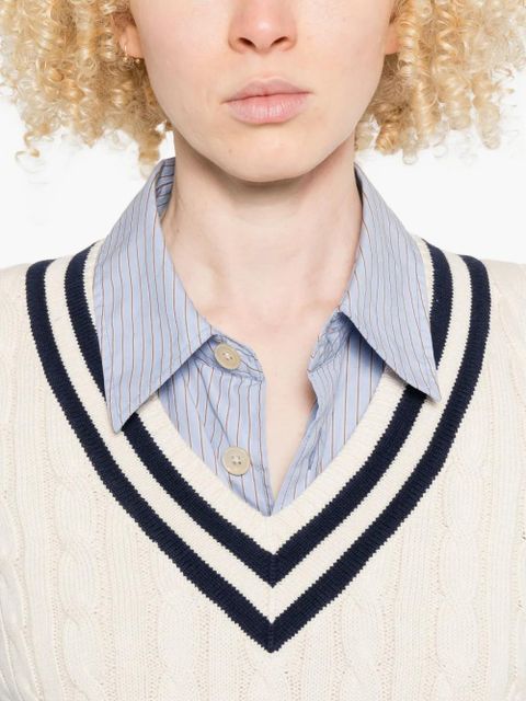 Lauren Ralph Lauren striped V-neck vest - Neutrals