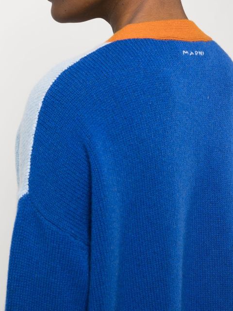 Marni contrasting-trim knit cardigan - Blue