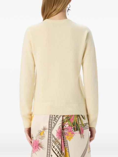 Blumarine strass embroidered cashmere cardigan - Neutrals