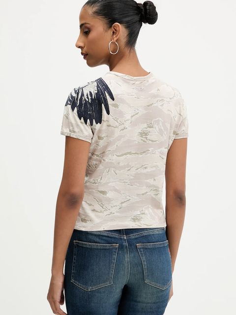 Diesel t-shirt bawełniany T-UNCUTIE-LONG-R1 damski kolor beżowy A19551.0DLBM