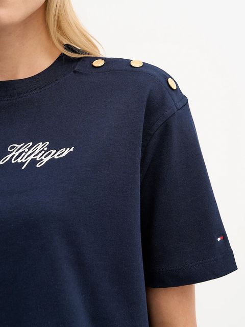 Tommy Hilfiger t-shirt bawełniany damski kolor granatowy WW0WW47819