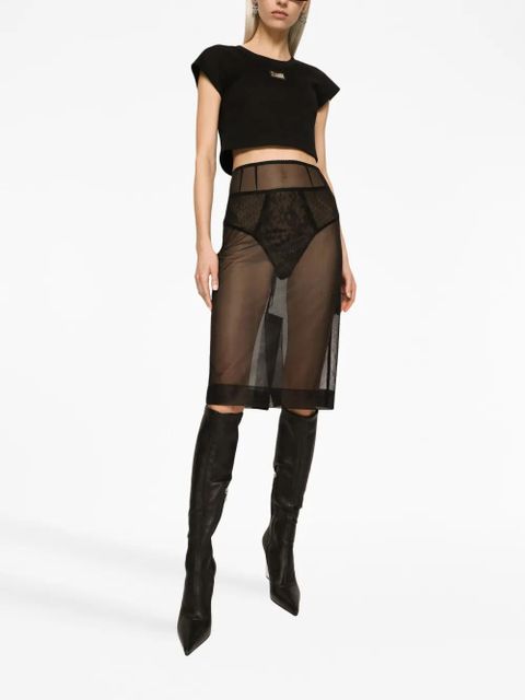 Dolce & Gabbana logo-plaque cropped T-shirt - Black