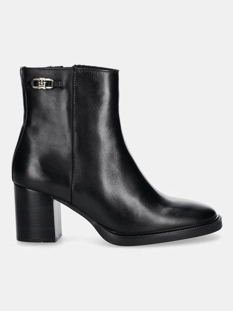 Tommy Hilfiger botki skórzane STACKED HEEL LEATHER ANKLE BOOT - zdjęcie produktu nr 1