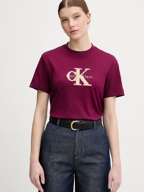 Calvin Klein Jeans t-shirt bawełniany damski kolor bordowy LV047E819G - zdjęcie produktu nr 1
