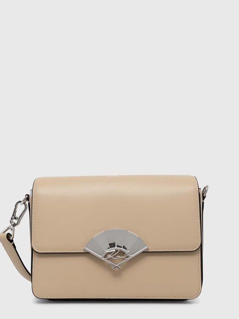 Karl Lagerfeld torebka skórzana kolor beżowy - zdjęcie produktu nr 1