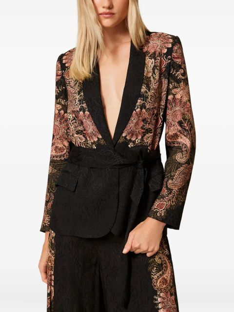 TWINSET paisley-print belted blazer - Black - zdjęcie produktu nr 2