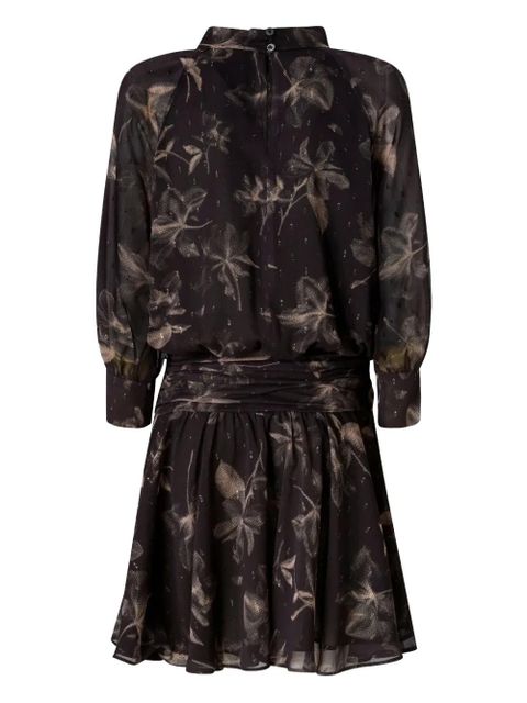 PINKO floral-print gathered mini dress - Black - zdjęcie produktu nr 2