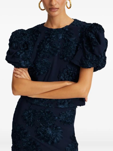 ROTATE BIRGER CHRISTENSEN 3D floral-mesh mini skirt - Blue