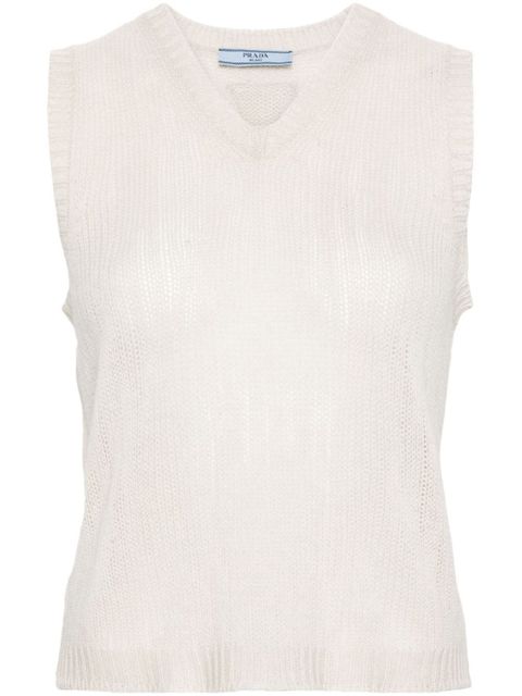 Prada V-neck cashmere vest - White - zdjęcie produktu nr 1