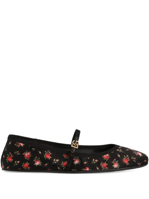 Dolce & Gabbana floral strap ballet flats - Black - zdjęcie produktu nr 1