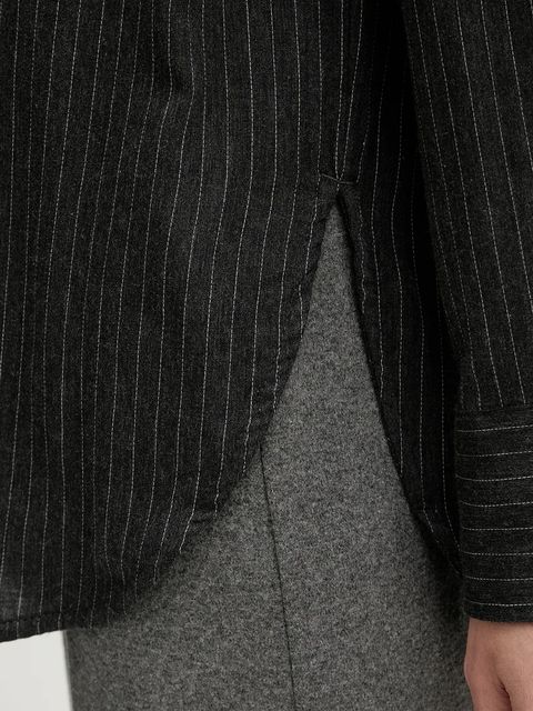 Marc O'Polo koszula bawełniana damska kolor szary regular z kołnierzykiem klasycznym 509117242197