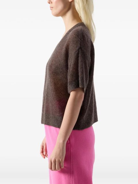 American Vintage Bodyrow short-sleeve V-neck wool jumper - Brown