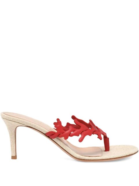 Gianvito Rossi 70mm Ocean Thong coral-appliqué heeled sandals - Neutrals - zdjęcie produktu nr 1