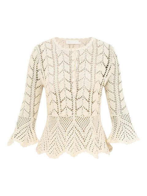 ZIMMERMANN Awaken lace crochet blouse - Neutrals - zdjęcie produktu nr 1