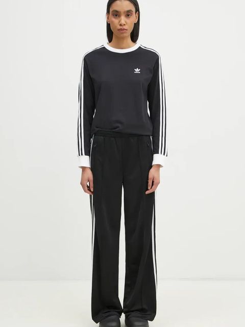 adidas Originals longsleeve bawełniany 3-Stripes kolor czarny JC5774