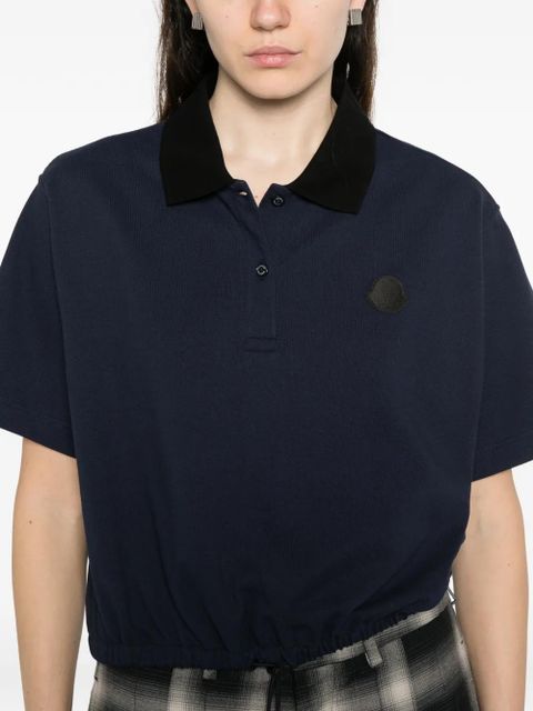 Moncler drawstring-waistband log-patch polo shirt - Blue