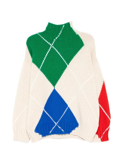JW Anderson turtle-neck argyle sweater - White - zdjęcie produktu nr 1