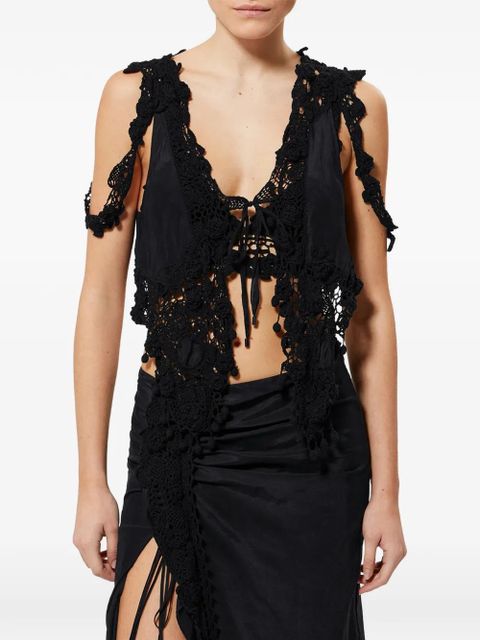 ISABEL MARANT Vana crochet V-neck top - Black