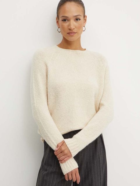 Weekend Max Mara sweter z domieszką wełny damski kolor beżowy 2425366111600