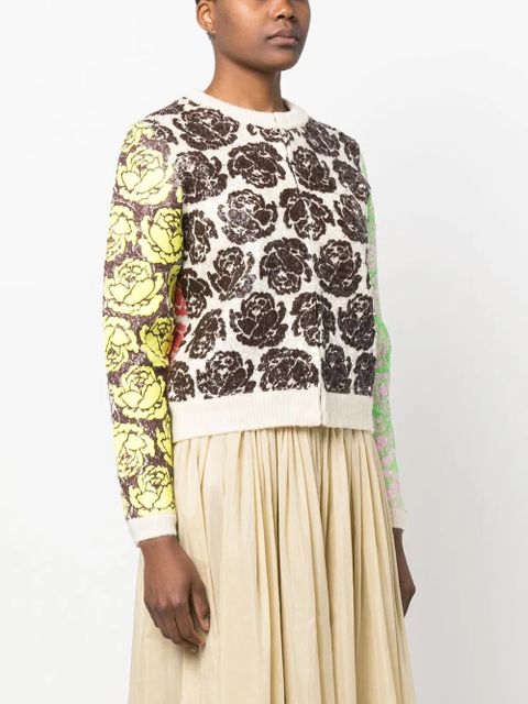 Tory Burch floral-motif zip-up cardigan - Neutrals - zdjęcie produktu nr 2