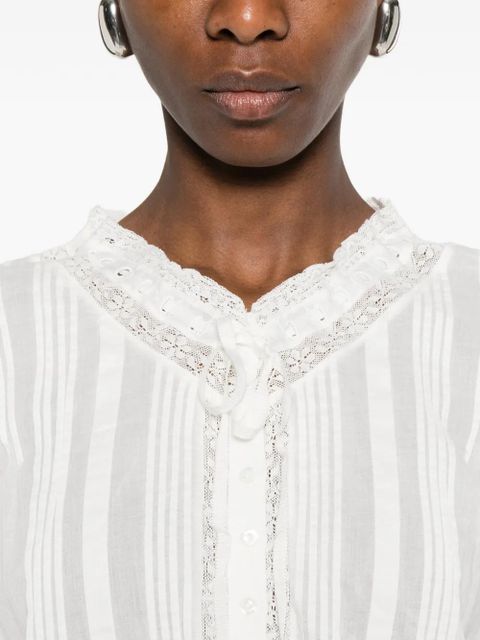 DÔEN Hillock lace-detail blouse - White