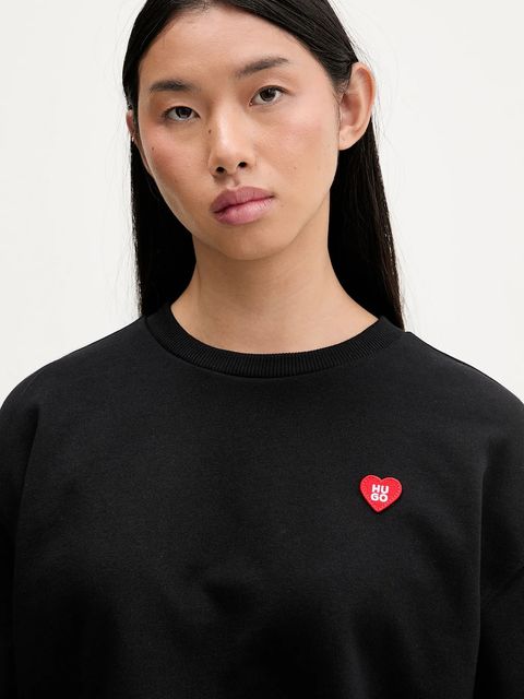 HUGO bluza bawełniana damska kolor czarny gładka 50555808