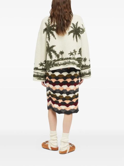 Alanui palm tree-print polo-neck sweater - Neutrals