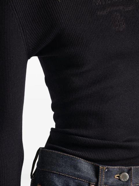 Prada Superfine ribbed intarsia-logo sweater - Blue