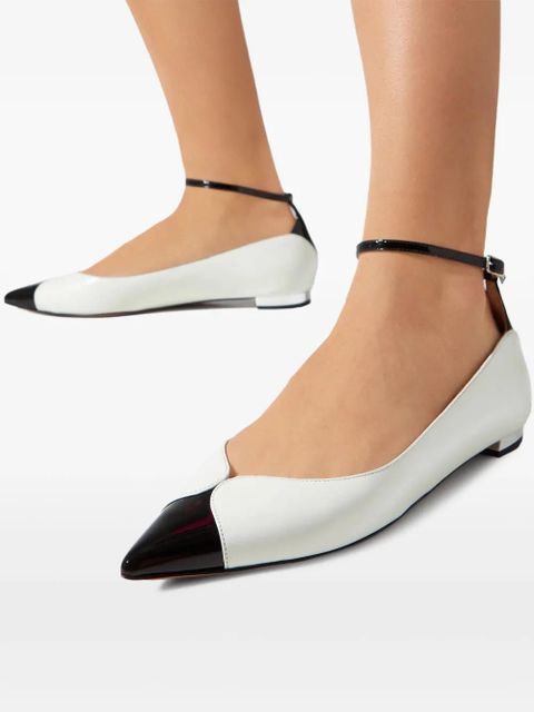 Aquazzura pointed ankle-strap ballet flats - White
