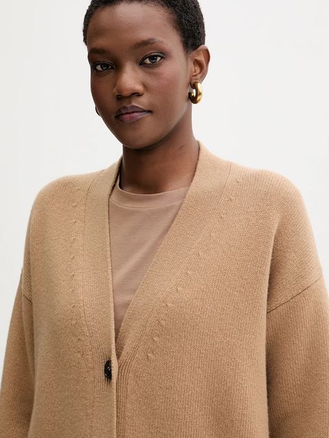 Weekend Max Mara kardigan wełniany GODEZIA damski kolor beżowy lekki 2525346042600