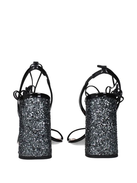 Miu Miu glitter-heel lace-up sandals - Black
