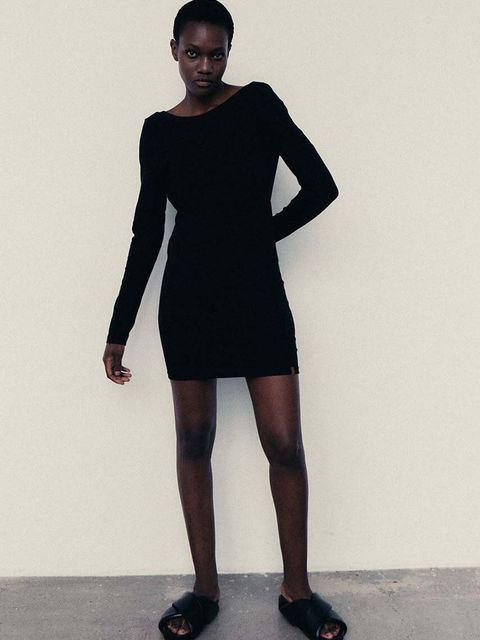 MUUV. sukienka bawełniana BACK EN ROUTE kolor czarny mini dopasowana - zdjęcie produktu nr 1