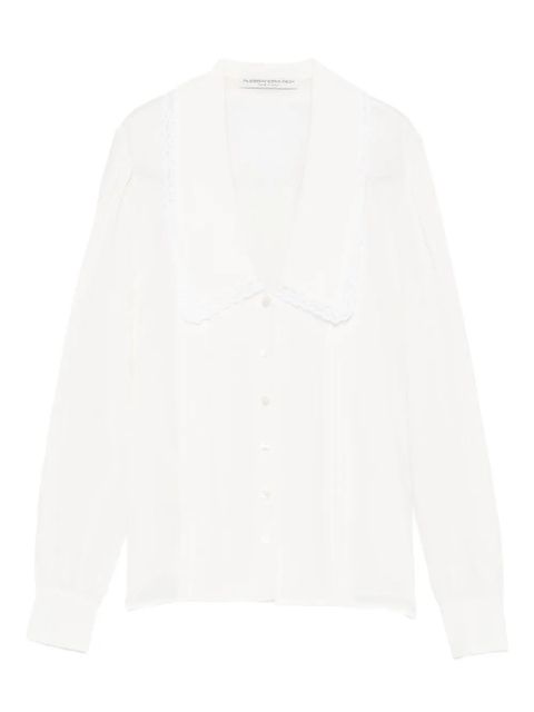Alessandra Rich lace-trimmed collared blouse - White - zdjęcie produktu nr 1