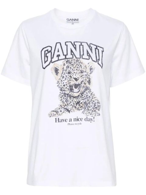 GANNI leopard jersey T-shirt - White - zdjęcie produktu nr 1