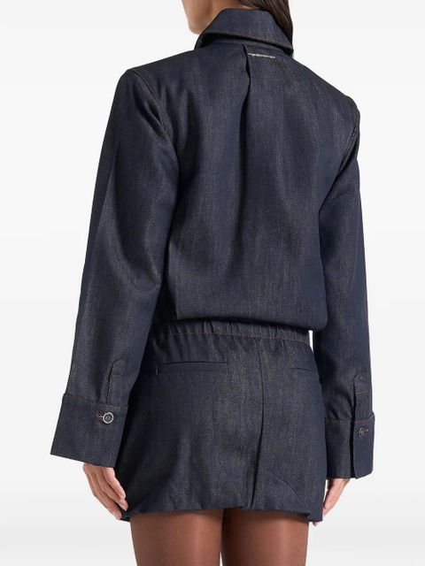 Manière De Voir Laure shoulder-pads denim mini dress - Blue